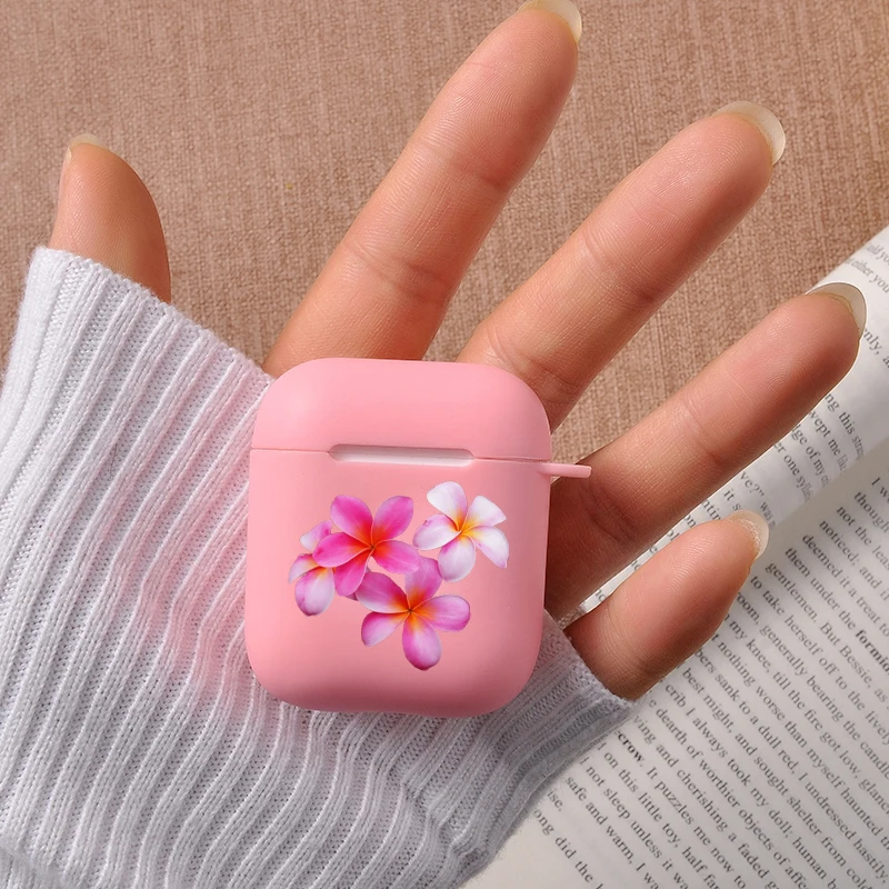 Прозрачный силиконовый чехол с цветами вишни и розы для Airpods 1 2 беспроводные Bluetooth