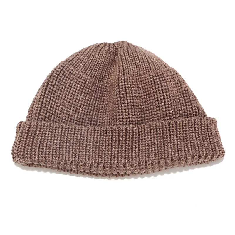 Хаки Надежные часы кепка хип хоп Skullies шляпа мужская вязаная короткая шапочки Череп Кепка бежевый хаки черный желтый - Цвет: Хаки