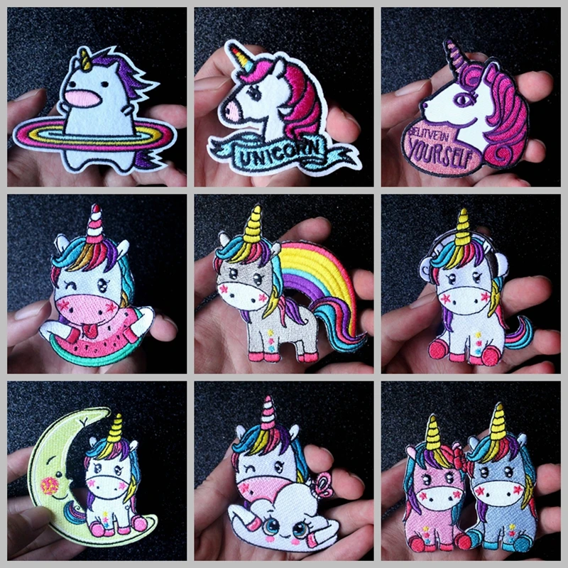 Nicediy мультфильм Единорог утюгом патчи волшебный стиль вышитые для одежды
