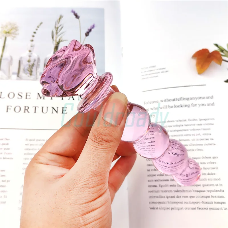 Анальная пробка с розовым стеклом гладкие анальные шарики массажное стекло