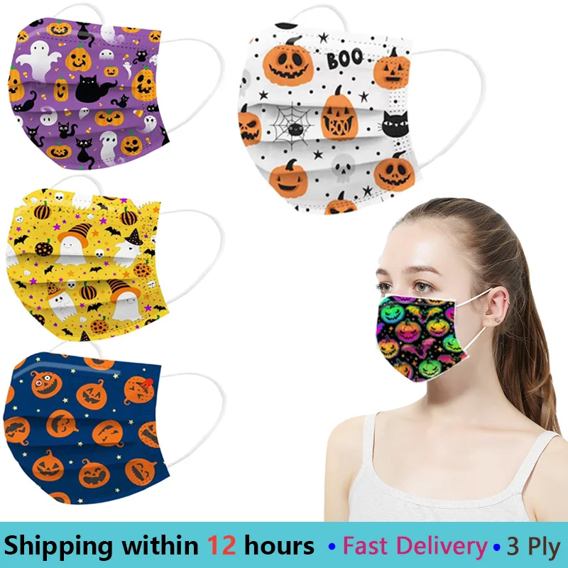 

10/50/100 pcs Cute Disposable Medical Mask Adult Face Mouth Masks Halloween Masque Metal Nose Clip Protective for Surgical Mask