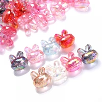 20pcs transparent ab color rabbit head shape acrylic beads loose spacer beads for jewelry making diy bracelet accessories
