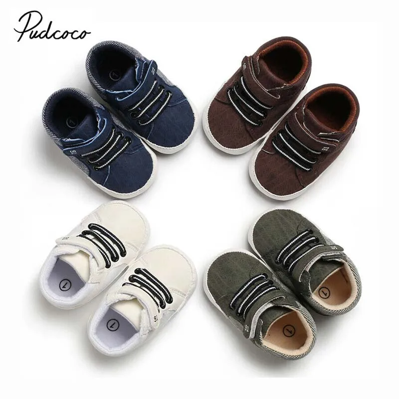 

Pudcoco 2019 New Fashion Baby Boys Girls Sneakers Leather Sports Crib Soft First Walker Shoes First Walkers For 0-18M