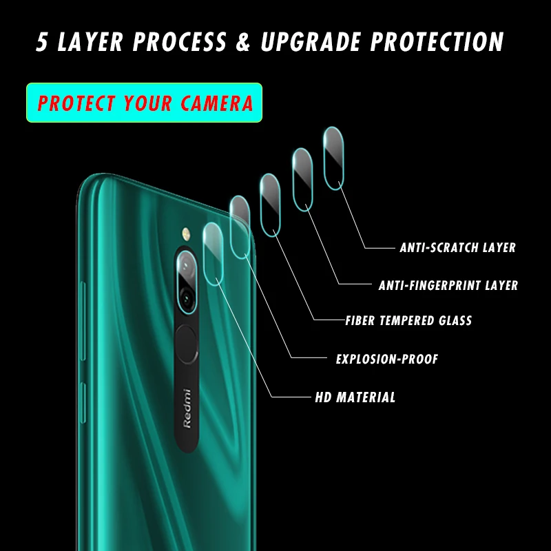 Закаленное стекло для камеры телефона 2 в 1 9D Защита экрана Xiaomi Redmi 8 Защитное