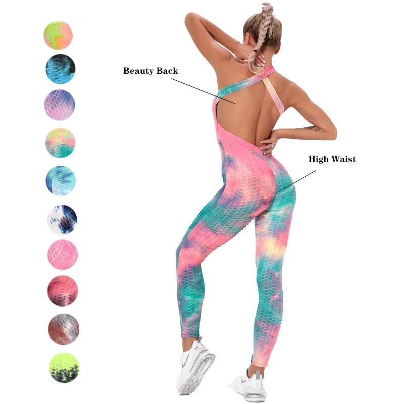 Женский спортивный комбинезон без рукавов эластичное боди для фитнеса и