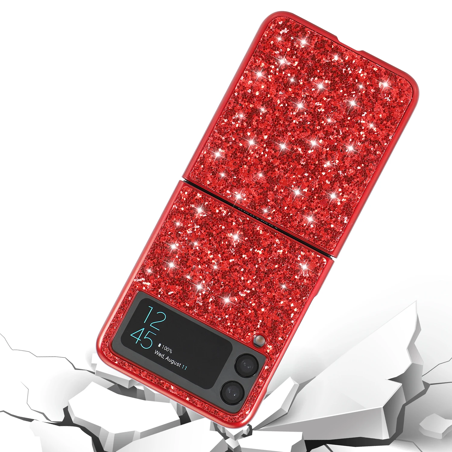 personalized galaxyz flip 3 glittering powder mobile phone case suitable for zflip3 5g folding anti falling pc protective case free global shipping