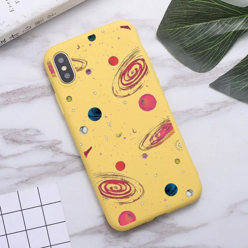 

Cartoon space Starry Universe Phone Case Candy Color for iPhone 6 7 8 11 12 s mini pro X XS XR MAX Plus