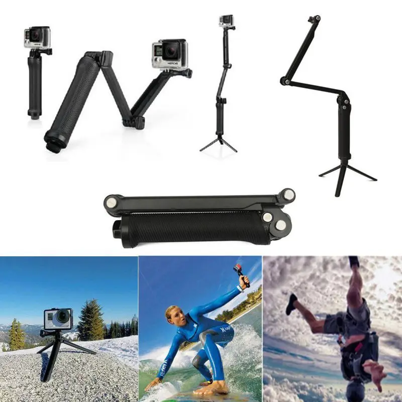 3 Way Grip Waterproof Monopod Selfie Stick Sports Camera Tripod Bracket Foldable Stand For Gopro Hero 5 6 4 for Xiaomi yi 4K