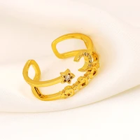 2021 fashion resizable moon star rings for women gold color elegant finger ring ethiopian dubai africa wedding gift jewelry
