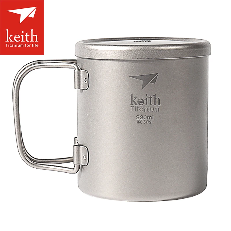 Keith двухслойная титановая кружка с откидной ручкой для кемпинга и путешествий
