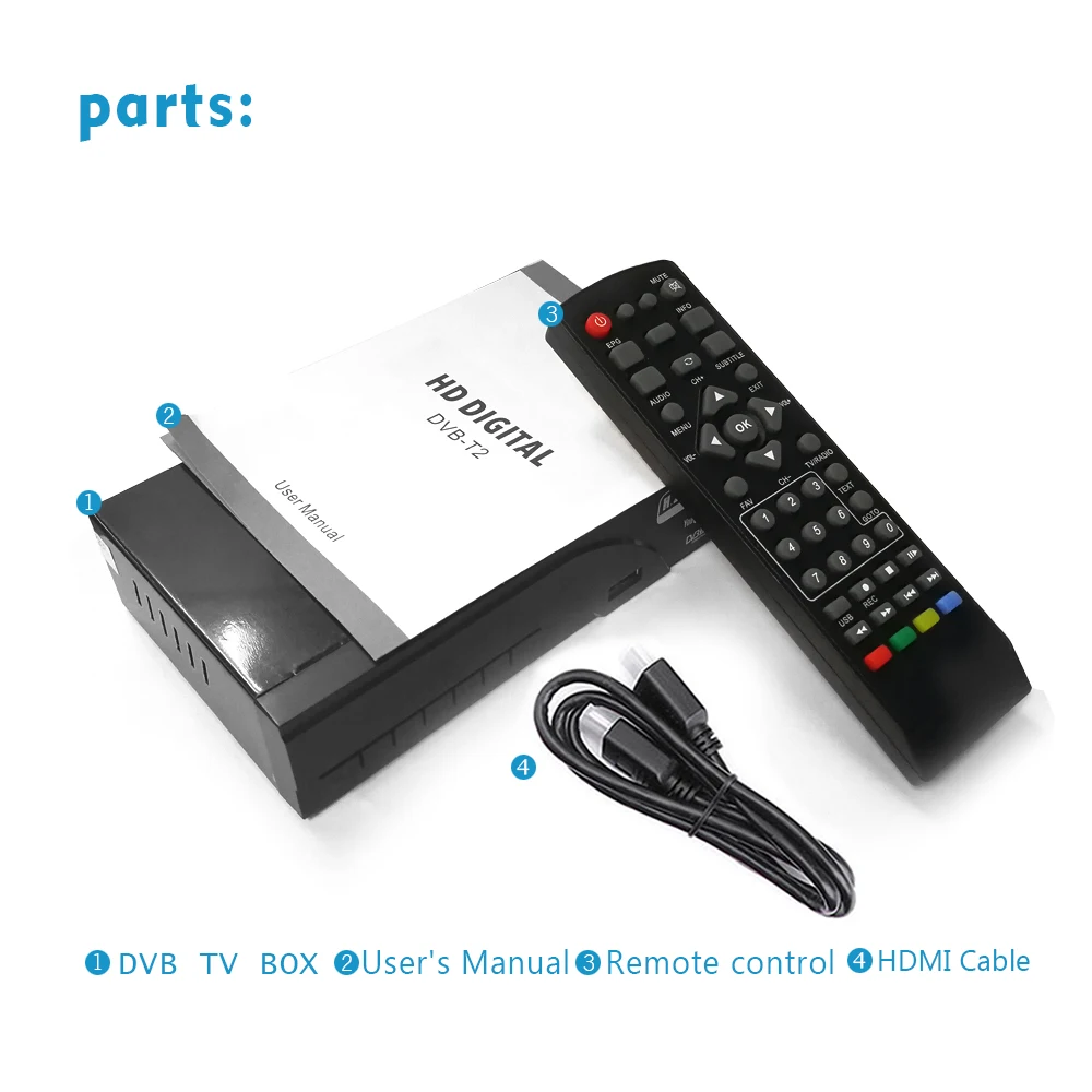 Hot Selling Europe H.265/HEVC 1080P Decoder DVB-T2 HD Digital Terrestrial Receiver DVB-T TV Tuner Support M3U Youtube+USB WIFI |
