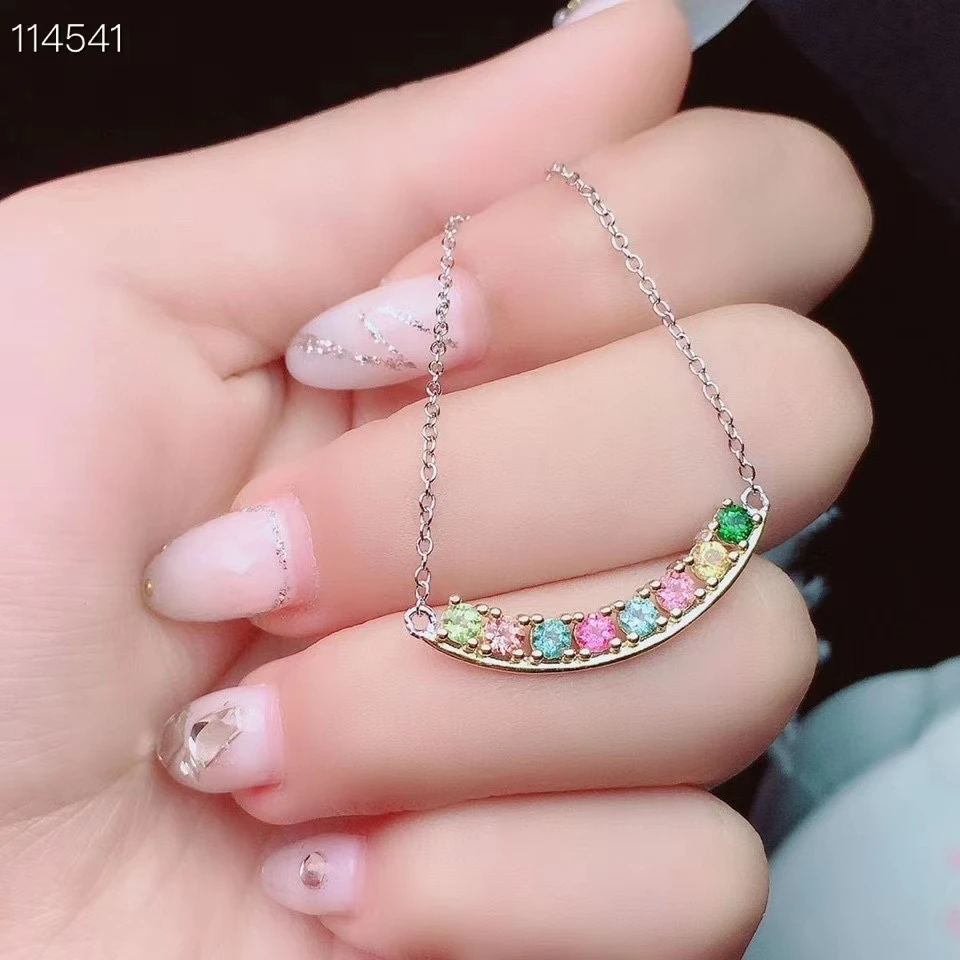 

Ювелирные изделия CoLife 100% натуральный многоцветное ожерелье из турмалина для вечерние 3 мм Турмалин Серебряное ожерелье 925 драгоценности из серебра и камней