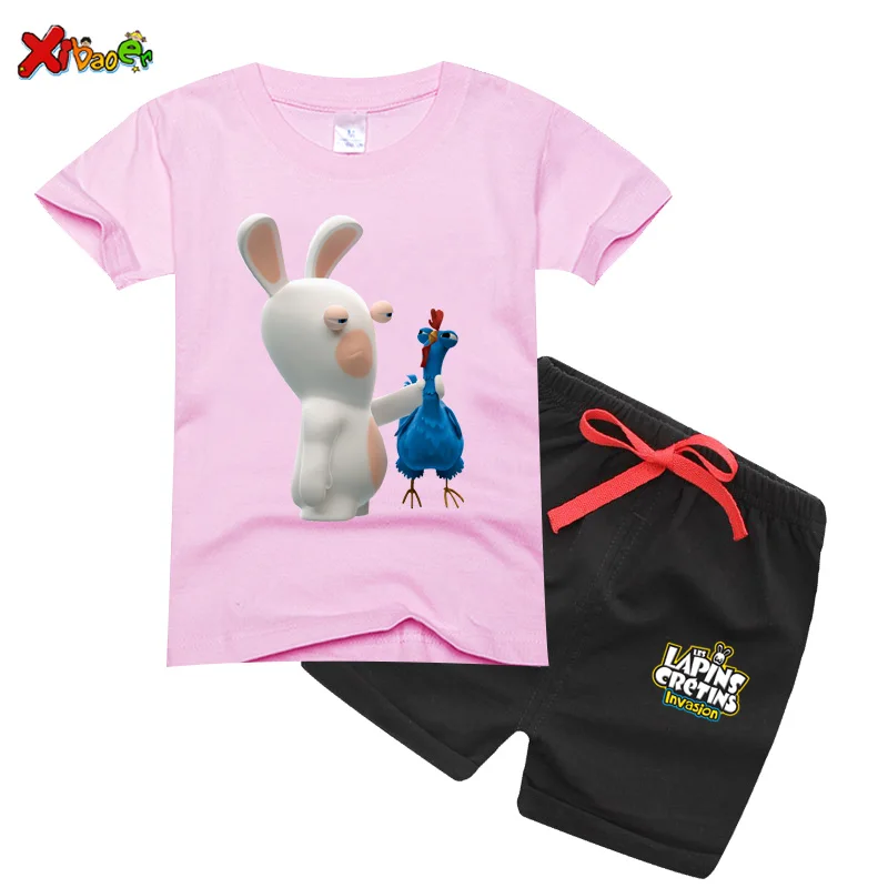 

Toddler Clothes Set Funny Summer Baby Children's Soft Shorts Suit T-shirt + Shorts Boys Girls Kids Funny Raving Rabbids Cartoon