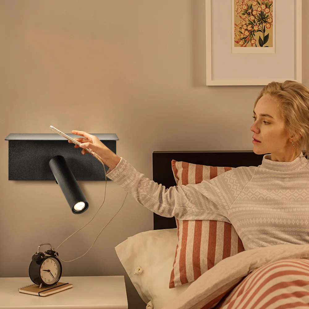 Светодиодная настенная лампа Zerouno светильник для чтения с полкой установки