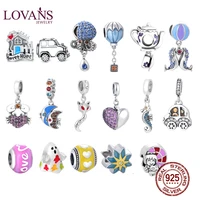 lovans 925 sterling silver boy girls charm coffee ladybug beads fit diy original bracelet pendants jewelry flamingo bee charms