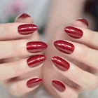 Ногти EchiQnails из чистого Красного миндаля, Короткие многоразовые съемные блестящие наполнители для ногтей с полным покрытием, глянцевые накладные ногти
