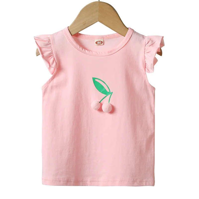 

Girls Summer 2021 T-shirt Girls Baby Casual Cartoon Short Sleeve Tops Children's Solid Color TZ15