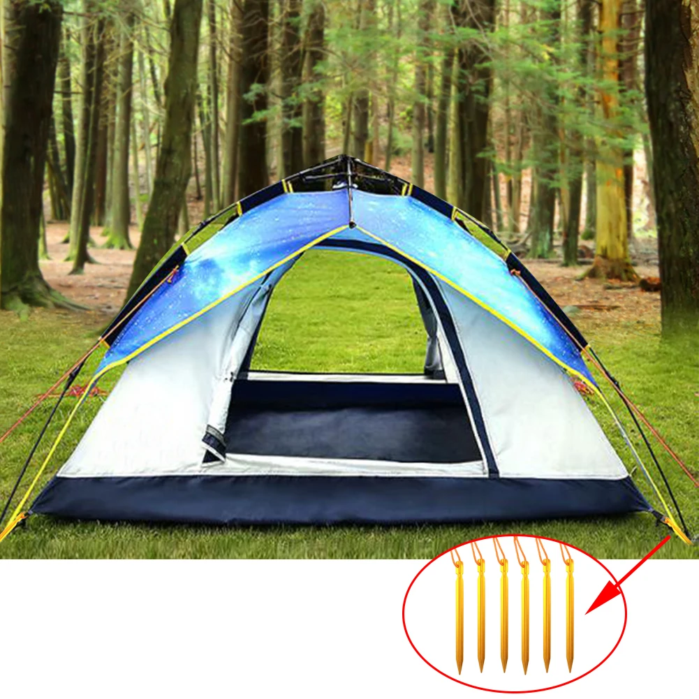 

10pcs Outdoor Camping Stake Heavy Duty Equipment Professional Outdoor Hiking Accessories With Rope Tool Awning Tent Pegs