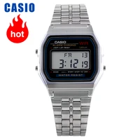 casio watch simple retro silver steel belt mens electronic watch digital clock a159wa n1