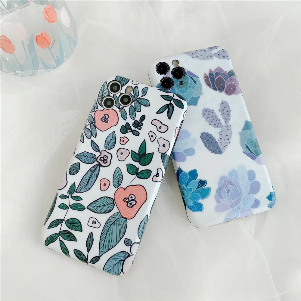 

cactus Back Cover Case on sFor iPhone 11 Pro Max 6 6s 7 8 Plus X XR XS Max Case Fashion Soft Silicone TPU Anti-fall Cover Capa