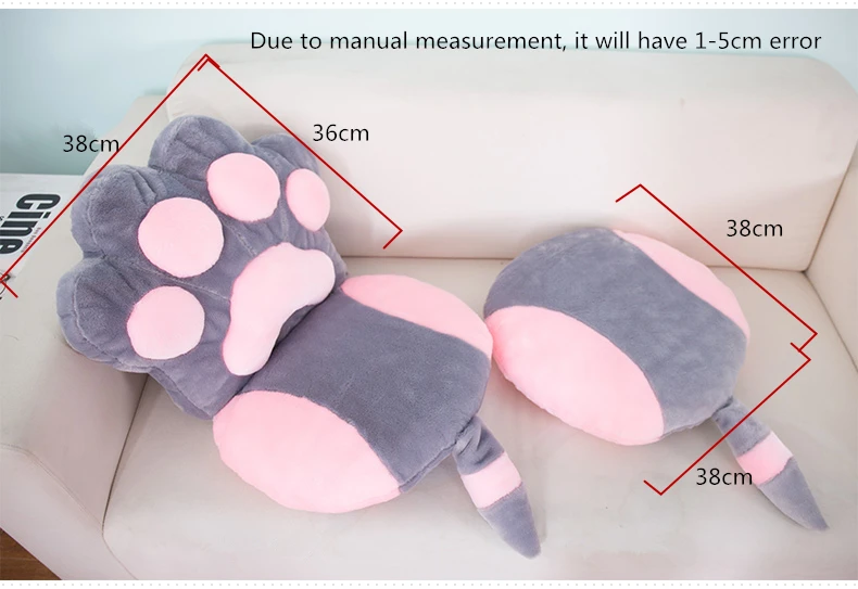 

2pcs/set Cats Claw Back Cushion+Cats Tail Seat Cushion Kids Gift Plush Toy Home Chair Seat Cushion Sofa Throw Pillow Nap Pillow