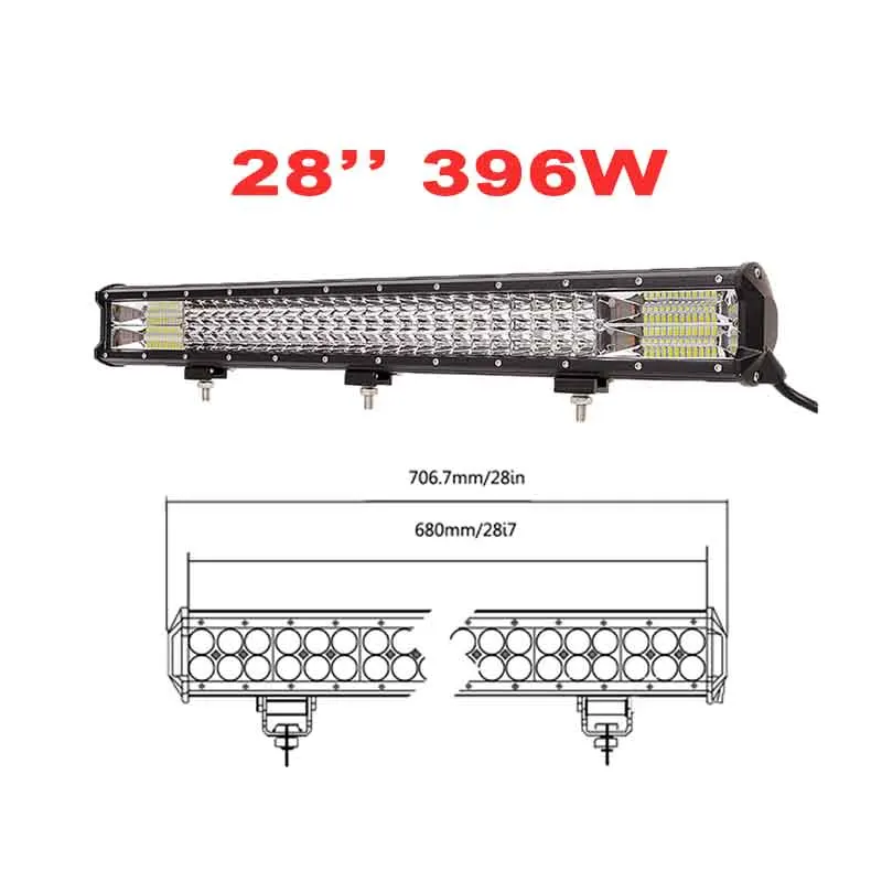 28inch 396w 1" 17" 20''2" 28" 3" 7D светодиодный светильник Бар Offroad 288 Вт 324 комбо луч светодиодный фар дальнего света 12v 24v для грузовиков, внедорожников, квадроциклов, наводненных 4WD 4x4 - Цвет: 28inch 396w