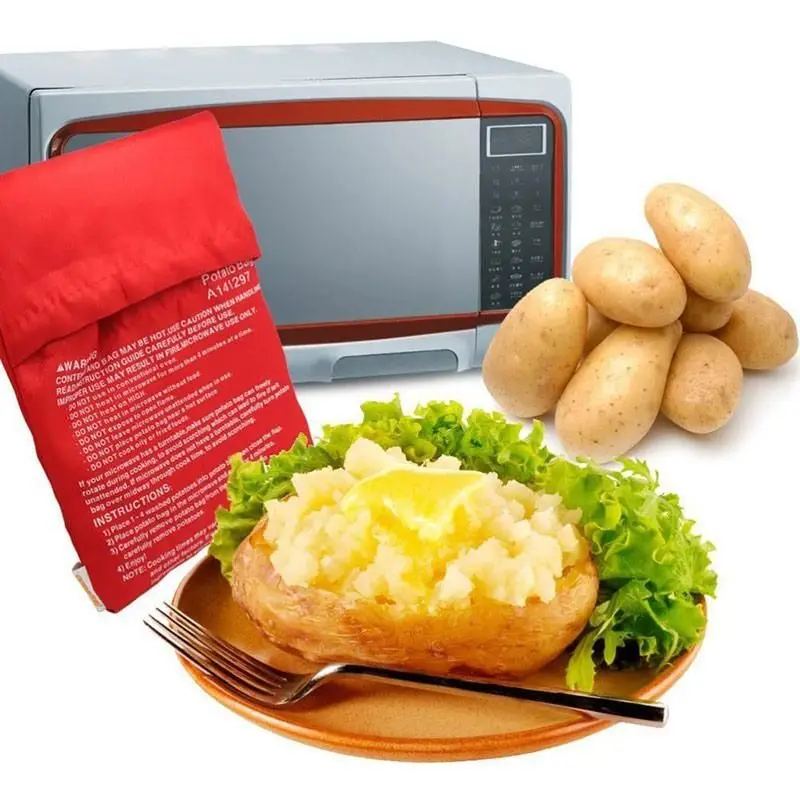 

3 шт., сумка для приготовления картофеля в микроволновой печи, моющаяся красная сумка для плиты, сумка для выпечки картофеля в микроволновой ...