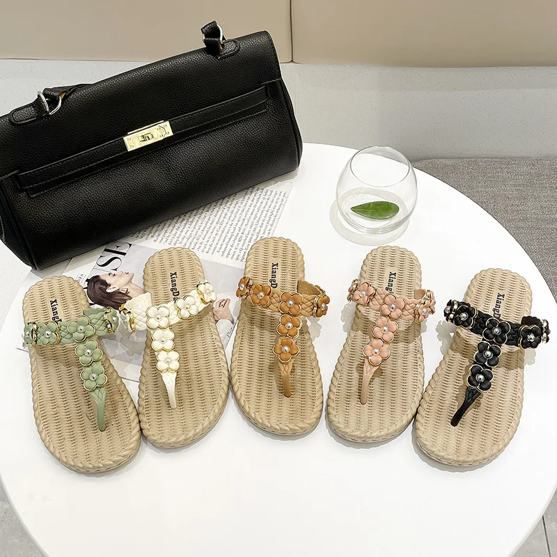 

Shoes Women Slippers Summer Slides Pantofle Fashion Low Lady Flower Rubber Flip Flops Soft 2021 Luxury Girl Hawaiian Flat Basic