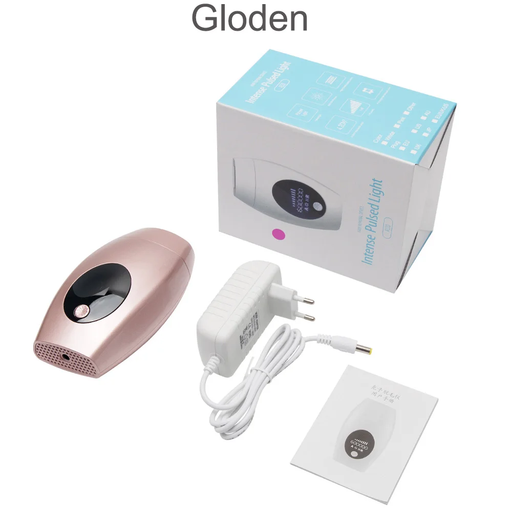 Gloden 600000 Профессиональный Постоянный лазерный эпилятор с ЖК-дисплеем, лазерная эпиляция IPL, фотоэпилятор, безболезненный эпилятор - Цвет: Gloden