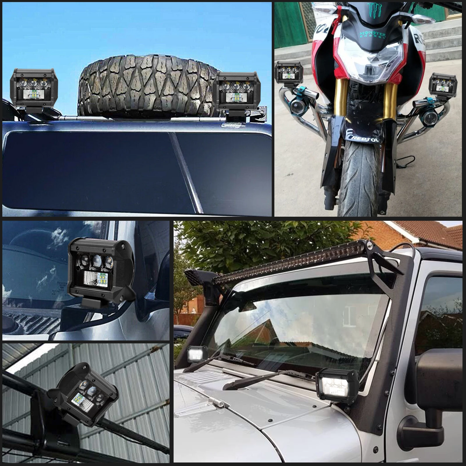 

Safego 25W LED Work Light 4 Inch Off Road Modified Spotlight Motorcycle Car Front Bumper Fog Lamp Forklift Engineering Lights