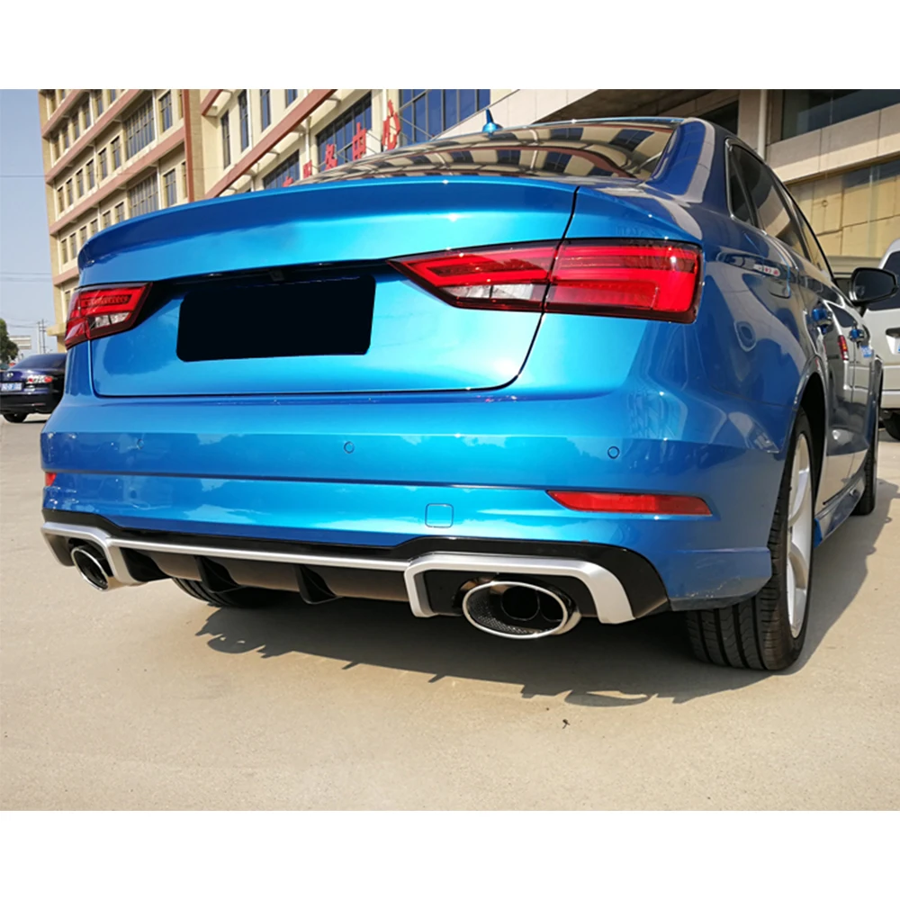 Автомобильный задний бампер диффузор спойлер для Audi A3 Sline S3 Sedan 4 двери- PP задний диффузор спойлер с выхлопными наконечниками