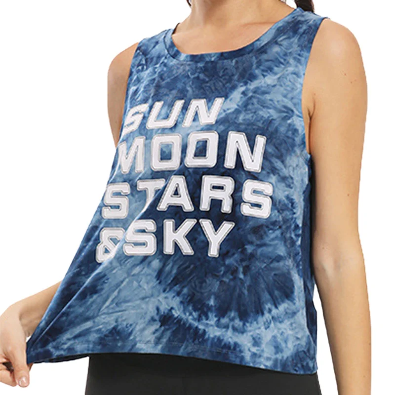 

New Tie-dye Printed Sports Vest Running Fitness Tops Training Yoga Clothes Vest Women