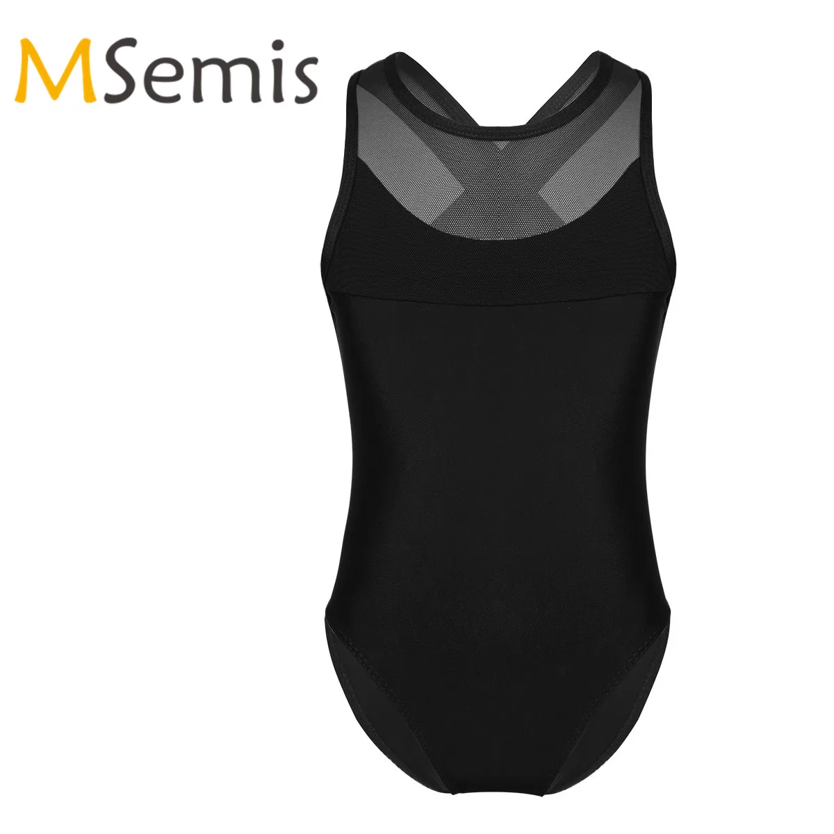 Kids Girls Gymnastics Swimsuit for Dancing Mesh Tutu Dancewear Splice Criss-cross Cutout Back Ballet Dance Leotard Bodysuit | Спорт и