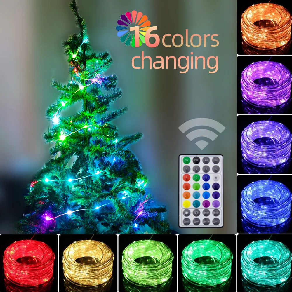 Светодиодный гирлянда для рождественской елки 5 м 10 12 RGB рождественские огни лоза