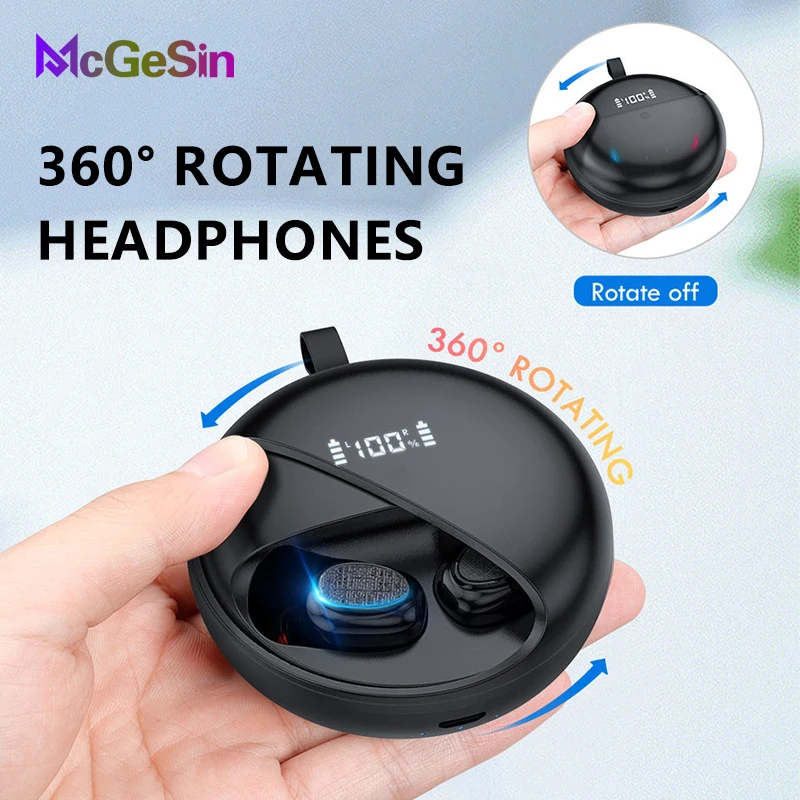 Новые беспроводные Bluetooth наушники V5.0 с вращением на 360 градусов музыкальные