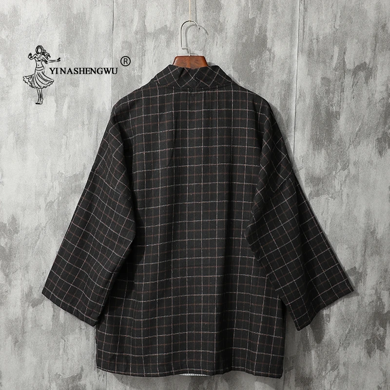 Кимоно мужское в японском стиле ретро юката пальто японская рубашка с длинным