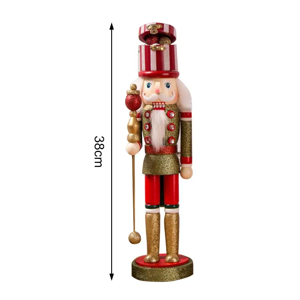 

2pcs 38CM Christmas Wooden Nutcracker Head Gift Nutcracker Soldier Puppet Decoration Desktop Christmas Tree Pendant Ornaments