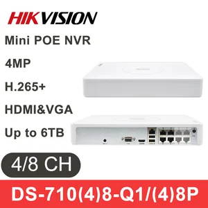 hikvision nvr ds 7108ni q18p 8ch ds 7104ni q14p 4ch poe nvr 6mp 4mp record h 265 poe ipc security network video recorder free global shipping
