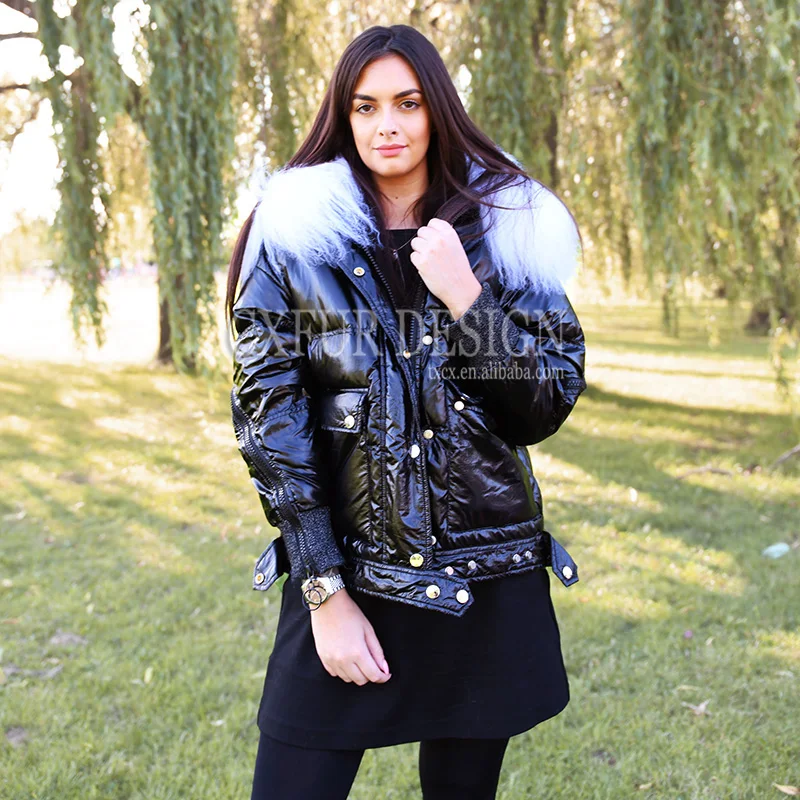 CX-G-D-17B Women Winter Warm Real Mongolian Lamb Fur Collar 100% Duck Down Coat | Женская одежда