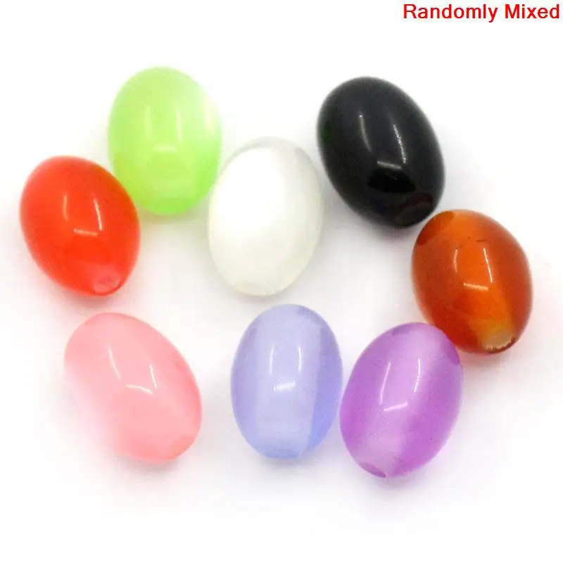 DoreenBeads акриловые бусины-разделители овальные разных цветов полированные DIY ювелирные изделия подарок около 8 мм(3/") х 6 мм(2/8"), отверстие: Приблизительно 1 мм, 20 штук