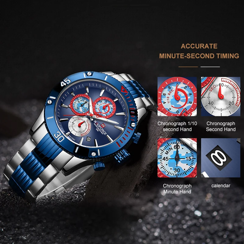 Часы NAVIFORCE мужские деловые брендовые Роскошные модные повседневные спортивные