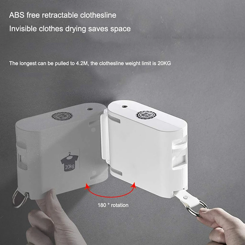 

Indoor Invisible Clothesline with Hanger Hole Retractable Clothesline Rope Drying Rack Balcony Clothes Line No Drilling Rack