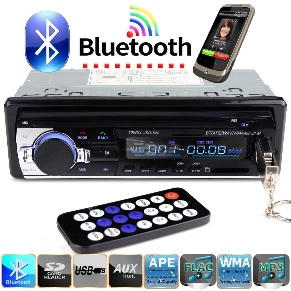 Авторадио 12 В Автомагнитола Bluetooth 1 din автомобильный стерео плеер телефон AUX-IN MP3 FM/USB/Радио пульт дистанционного управления для телефона автомобильный аудио