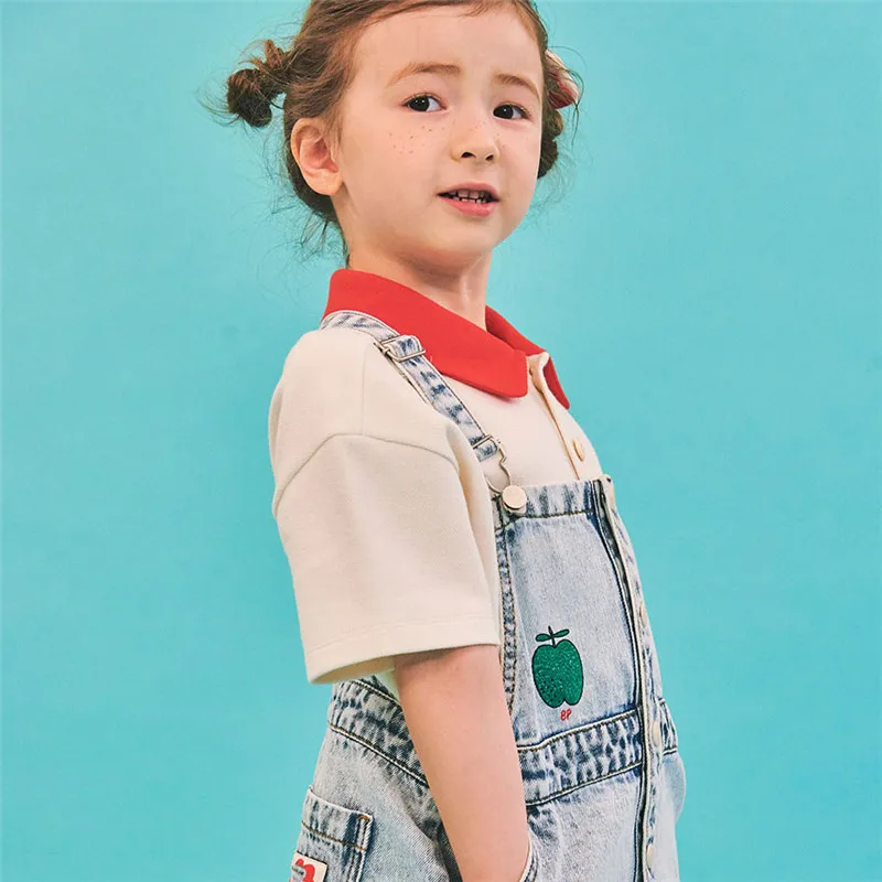 

EnkeliBB 2021 SS New Girl Summer Denim Strap Dress Koren Style Children girls Clothes Cartoon Fashion Little Kids Clothing
