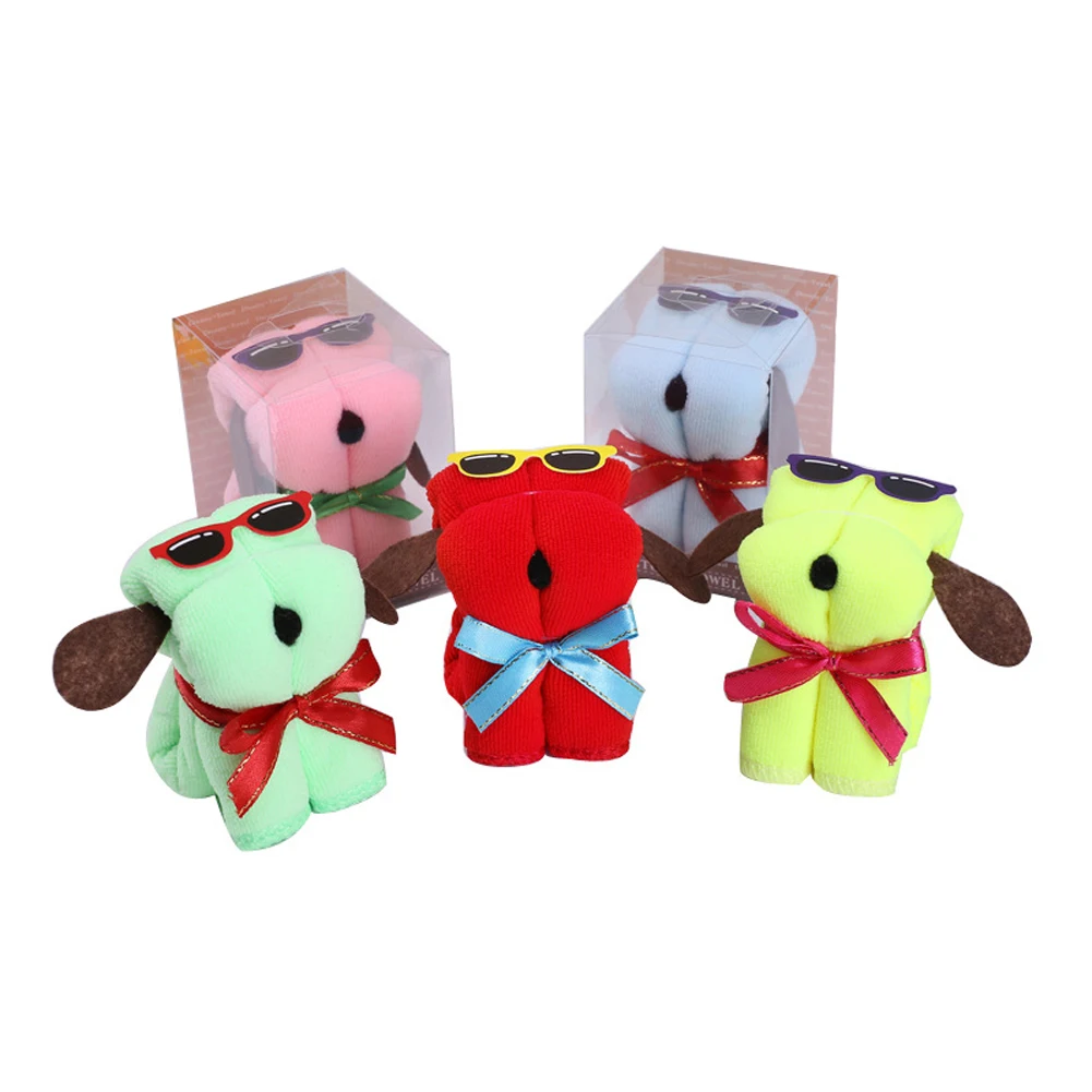 

5pcs Cute Dog Shape Cotton Cake Towel Creative Mother's Day Wedding Persent Birthday Gifts SCVD889