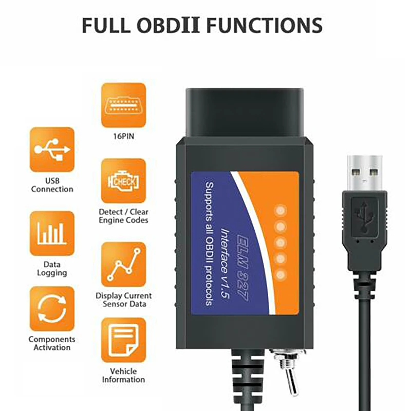 Считыватель кодов ELM327 OBD2 USB V1.5 для Elm 327 |