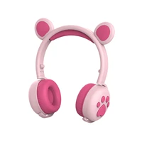 over ear usb rechargeable abs cute bear shaped headphone led light up noise cancelling phone surround sound ergonomic