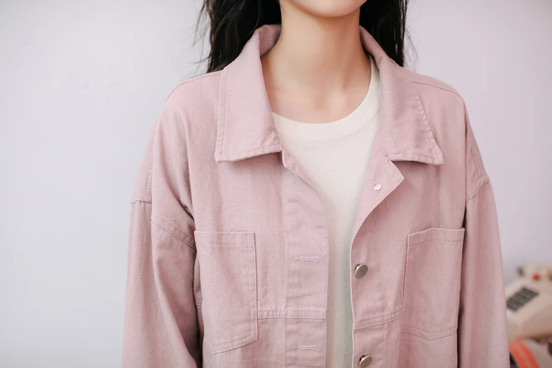 Модная Желтая Женская джинсовая куртка в студенческом стиле новая модель 2019 года