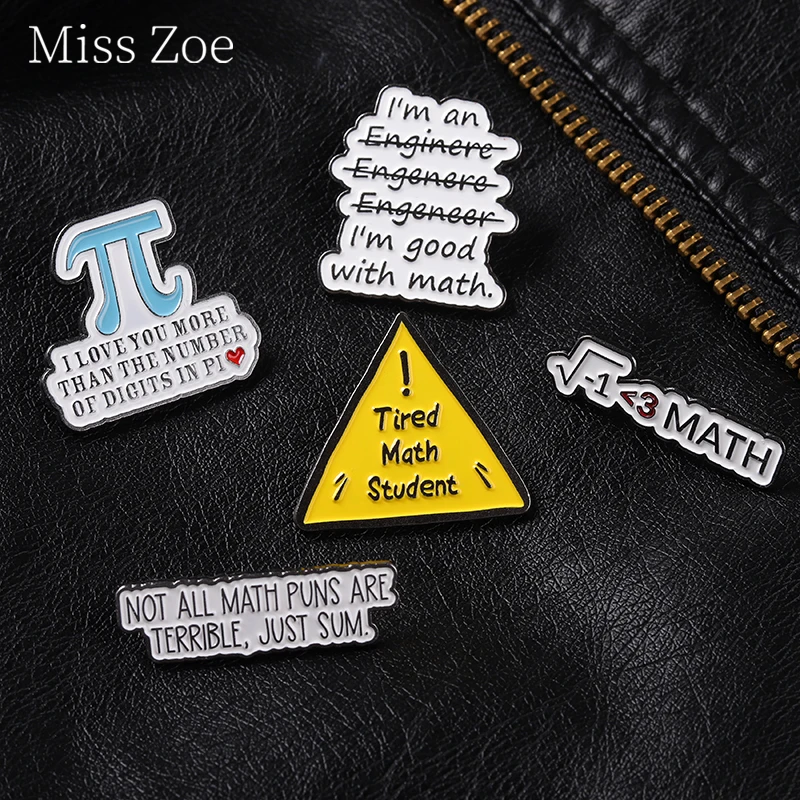 

Mathematical Enamel Pins Chemistry Formula Learning Function Brooches Metal Badge For Backpack Hat Bags Jewelry Gifts Wholesale