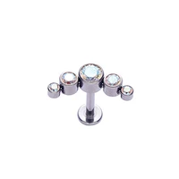 astm f136 titanium internally threaded 5 ab stone curved cluster labret ring body piercing